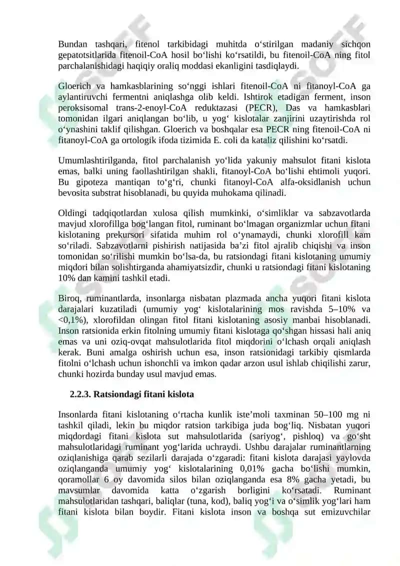 Biokimyo: Yog' kislotalarining alfa oksidlanishi 5