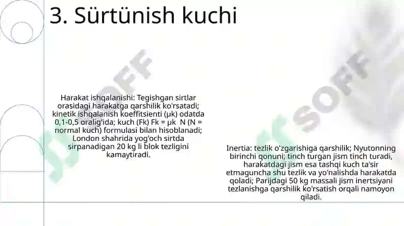 Ishqalanish va inersiya kuchlari 5