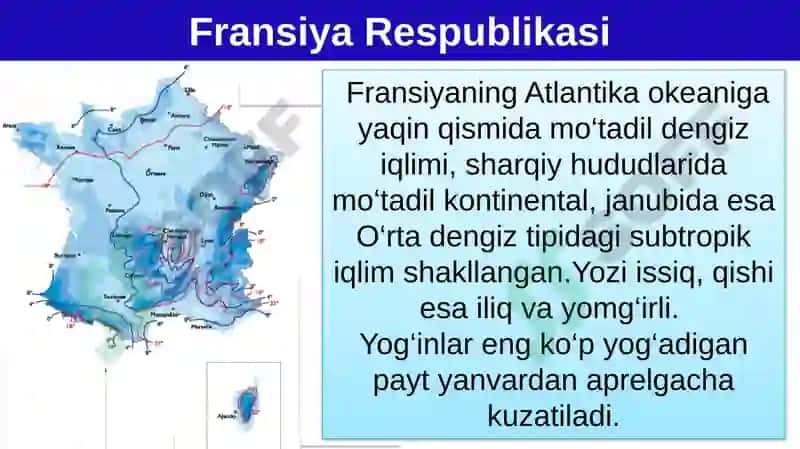 Fransiya Respublikasi 9-sinf GEOGRAFIYA 5