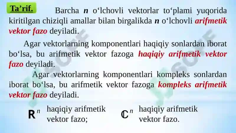 ARIFMETIK VEKTOR FAZO. CHIZIQLI FAZO 5
