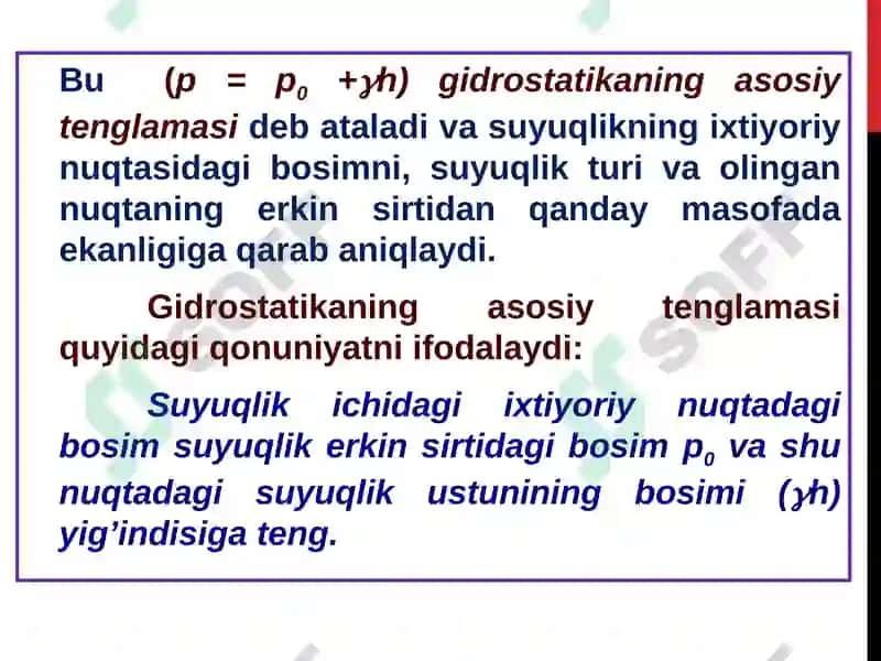 GIDROSTATIKANINGQONUNLARI VA UNING TEXNIKADA TADBIG’I 5