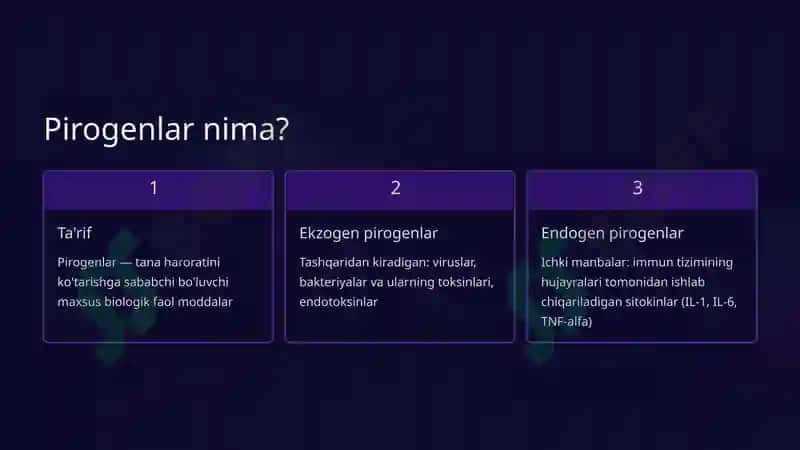 Pirogen moddalar va termoregulyatsiya 5