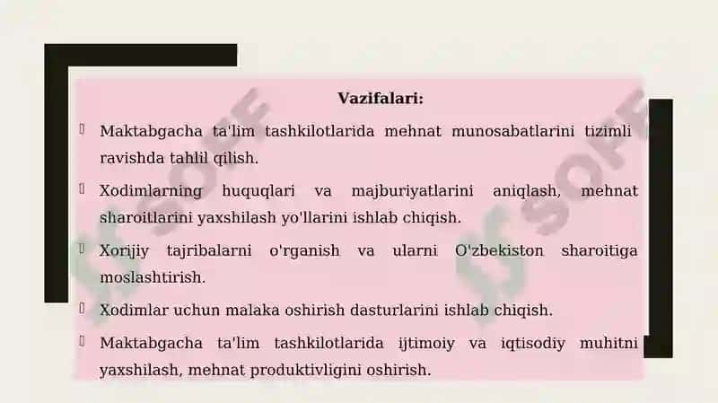 Maktabgacha ta’lim tashlilotlarida mehnat munisabatlarini tashkil etish 5