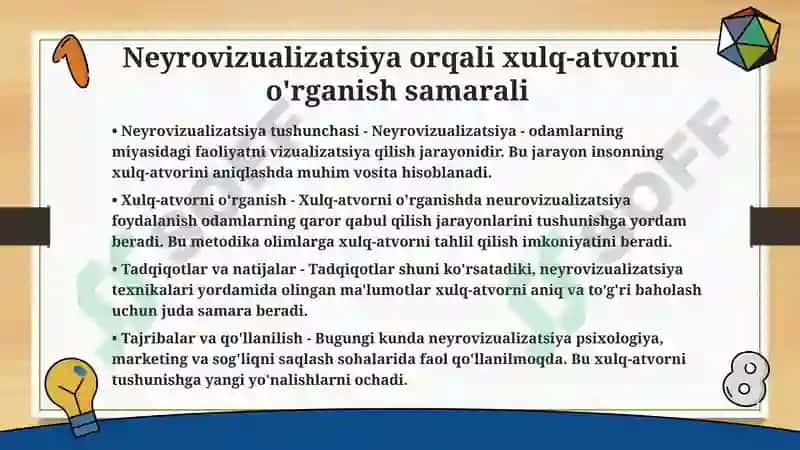 Nayrovizualizatsiyaning ahloqiy muammolari pptx 5