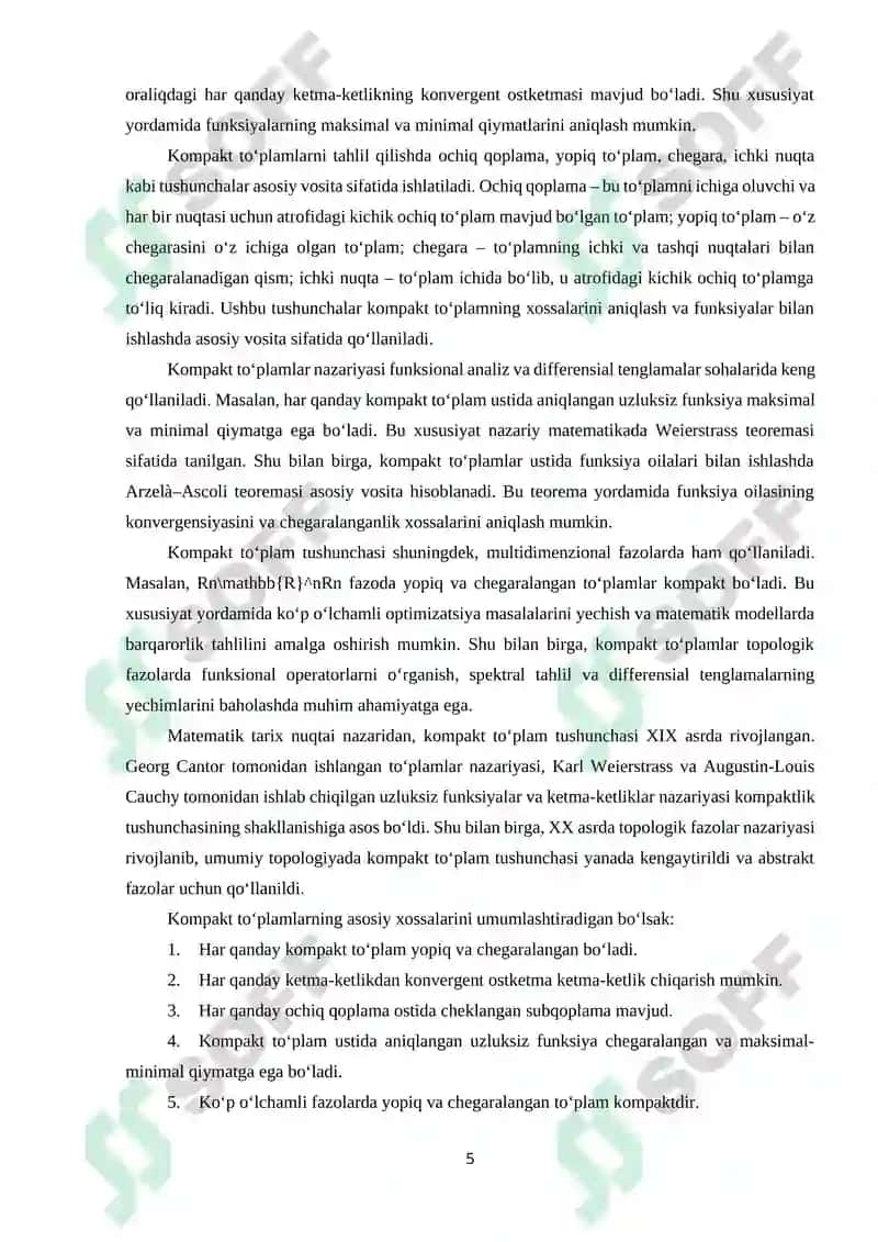 Kompakt To'plam, to'plamlar 5