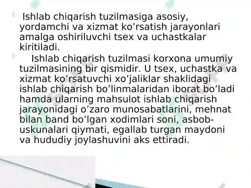 Korxona rejalari tuzilmasi 5