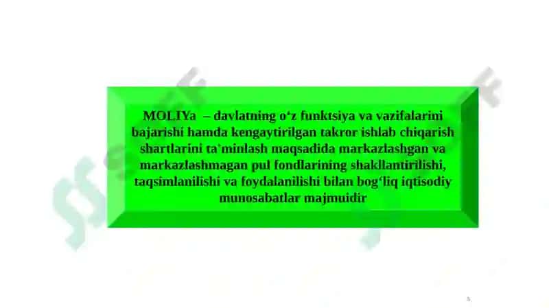Korporativ moliyaning mohiyati va uning tashkil etilishi. 5