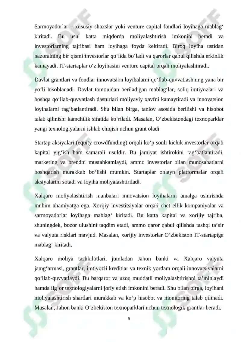Innovatsiyalarni moliyalashtirish 5