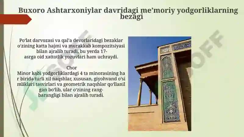 Ashtarxoniylar davridagi koʻpriklar meʼmorchiligi 5