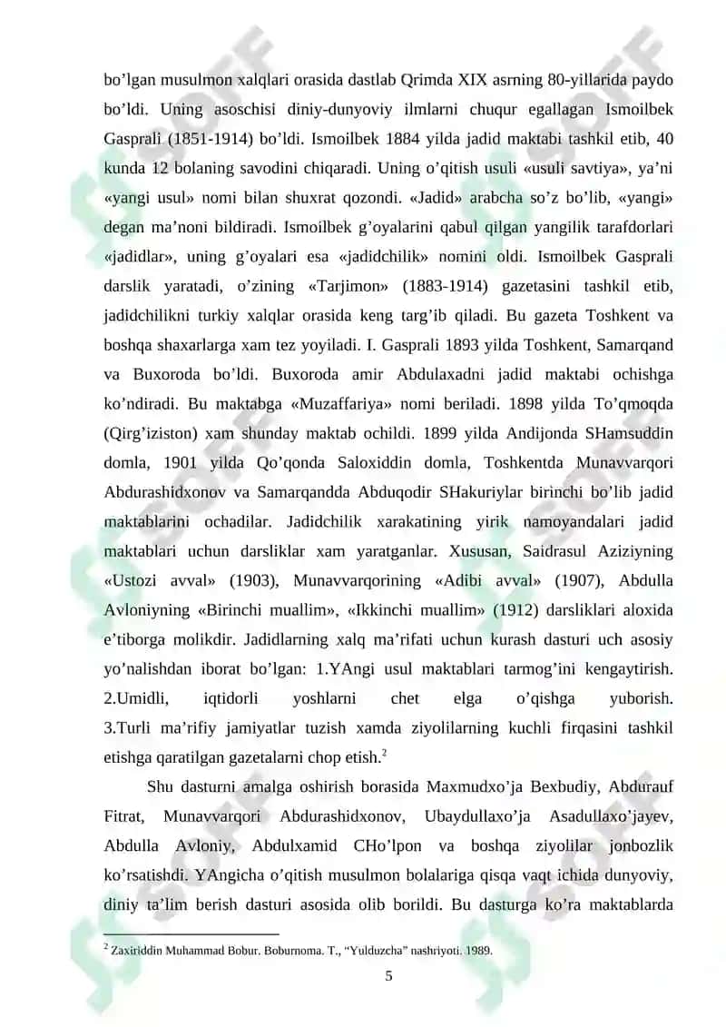 “Jadidchilik harakatining vujudga kelishidagi tarixiy shart-sharoitlar” 5