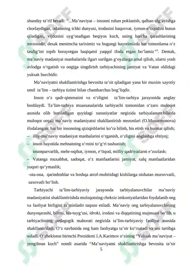 MULOQOT ASOSIDA MA'NAVIY MADANIYATNI SHAKLLANTIRISH 5