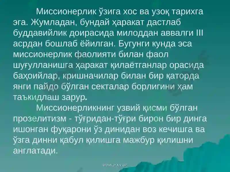 Миссионерлик ва прозелитизм 5
