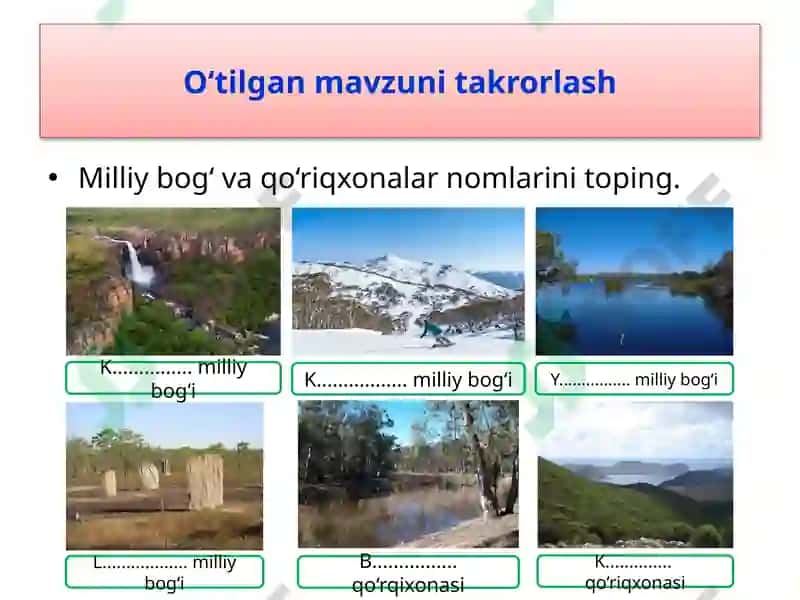O‘tilgan mavzuni takrorlash 5