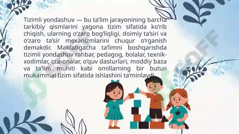 MAKTABGACHA TA'LIMNI BOSHQARISHDA TIZIMLI YONDOSHUV 5