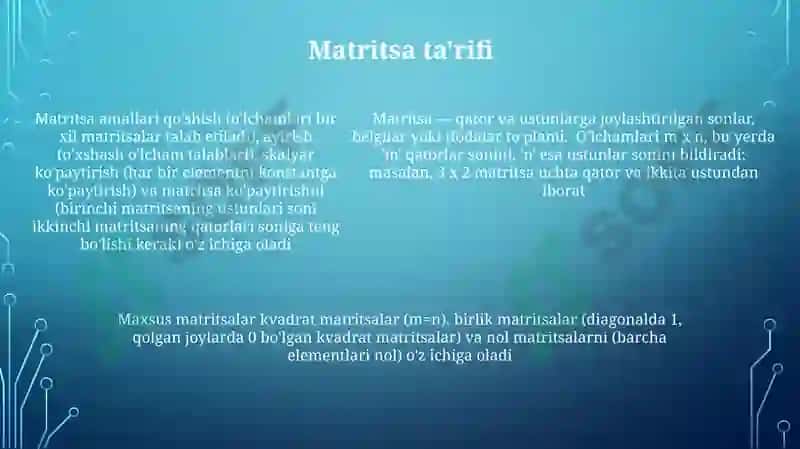 Matritsa haqida ma'lumot 5