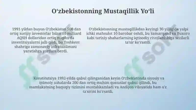 Oʻzbekistonning Mustaqil Rivojlanish Yoʻli 5