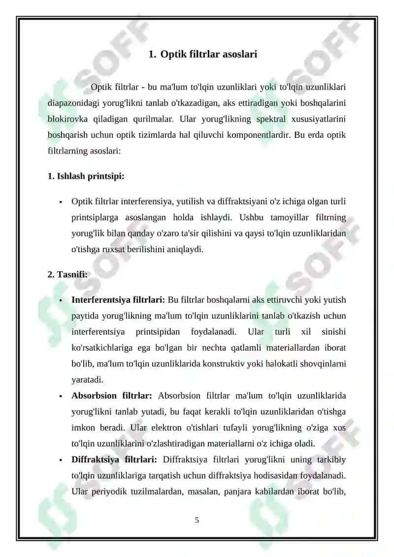 Optik filtrlar 5