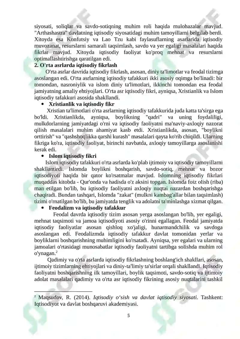 HOZIRGI ZAMON IQTISODIY TA’LIMOTLARINING ASOSIY YO’NALISHLARI 5
