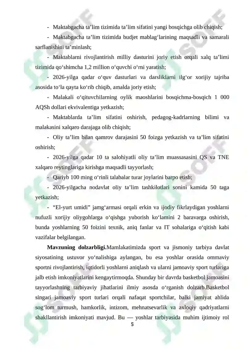 BASKETBOL JAMOASINI TAYYORLASH 5