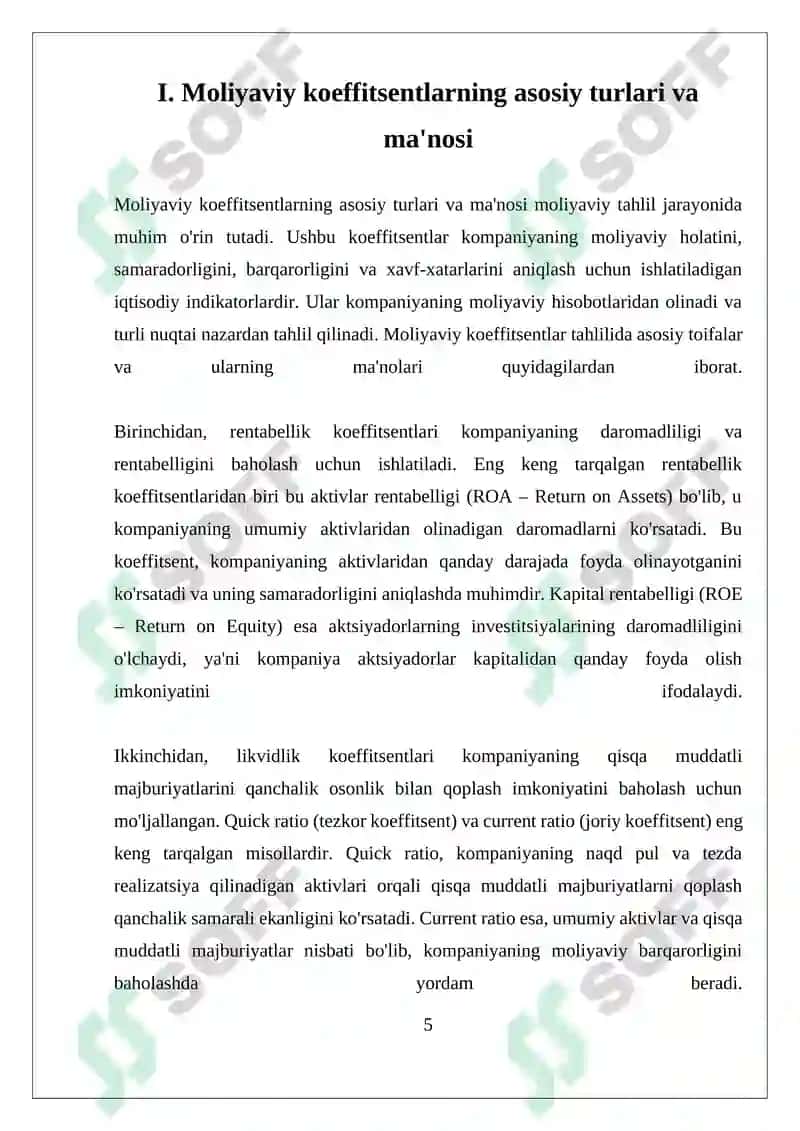 Moliyaviy koeffitsentlar tahlili 5