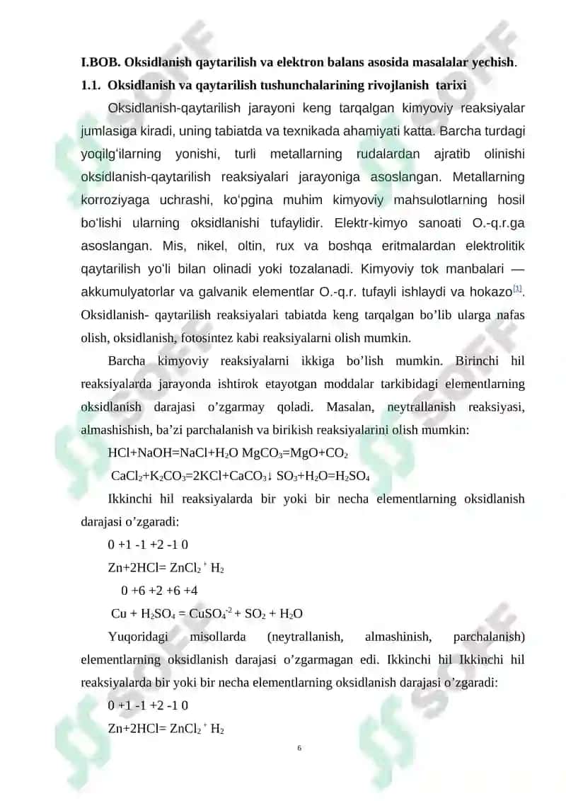 Oksidlanish qaytarilish va elektron balans asosida masalalar yechish 6