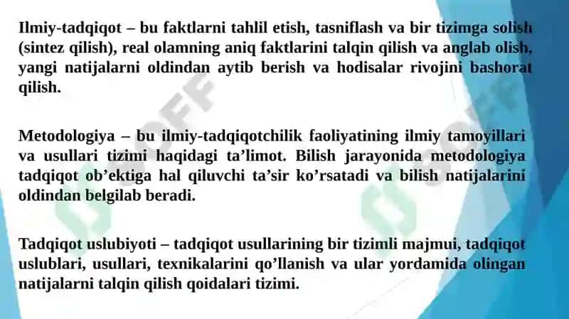 Tadqiqot usullari va ko'nikmalar 6