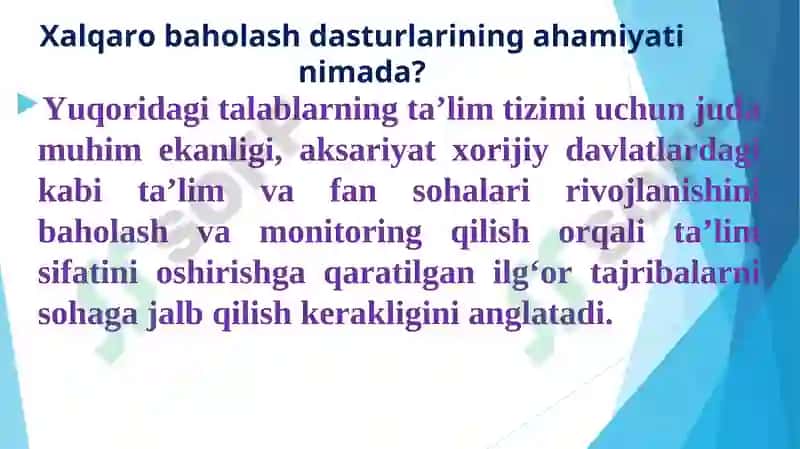 Xalqaro Baholash Dasturi 6