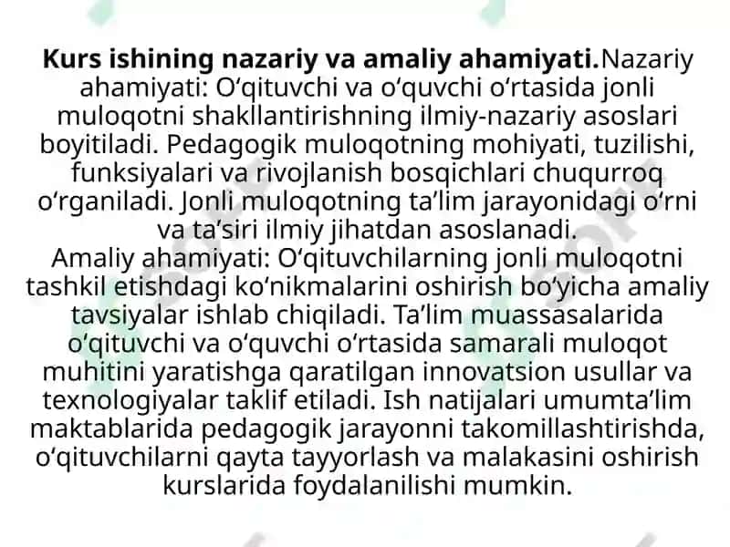 O’qituvchi va o’quvchi o’rtasida jonli muloqotni tashkil etish usullari 6