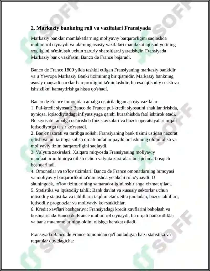 FRANSIYA BANK TIZIMI 6