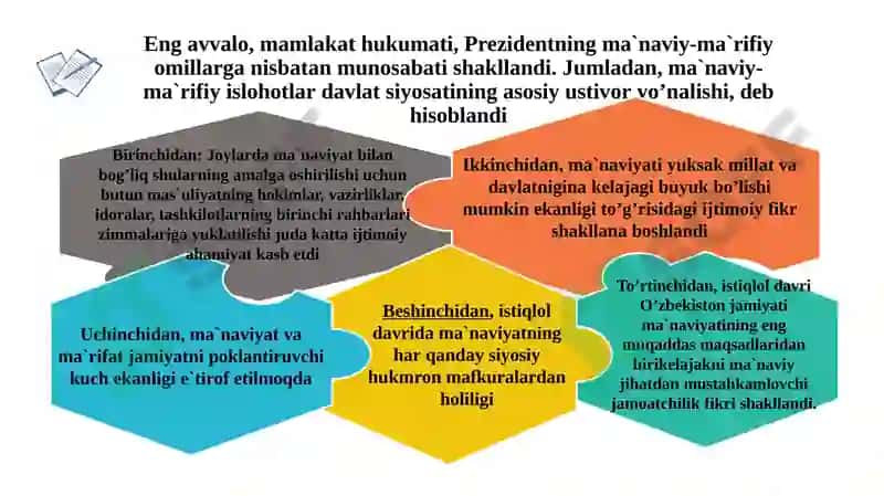 Mustaqillikyillarida O‘zbekiston dagi ma’naviy va madaniy hayoti 6
