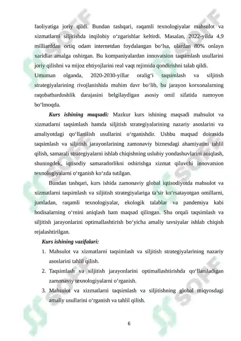 Mahsulot va xizmatlarni taqsimlash va siljitish strategiyasi 6