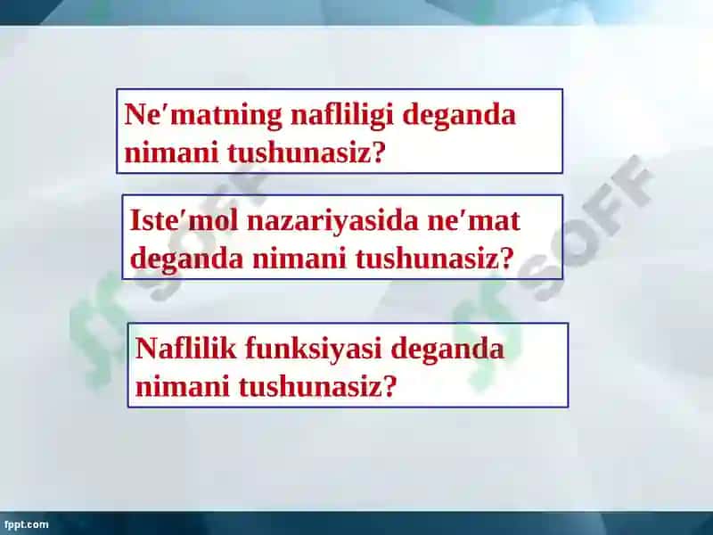 ISTE’MOLCHI TANLOVI NAZARIYASI 6