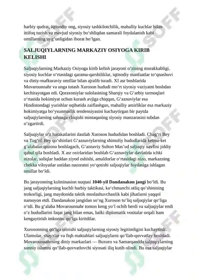 Saljuqiylar davrida Markaziy Osiyo siyosati. 6