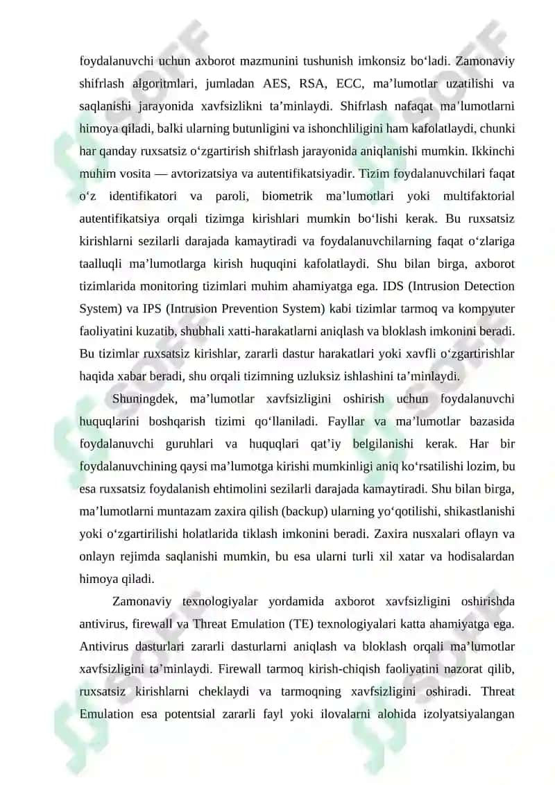 Axborotni ruxsatsiz foydalanishlardan himoyalash 6