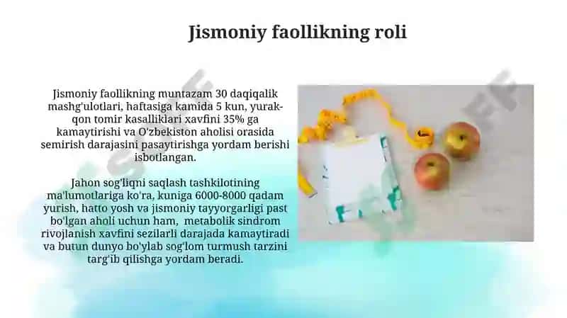 Sog'lom turmush tarzini tashkil etish 6