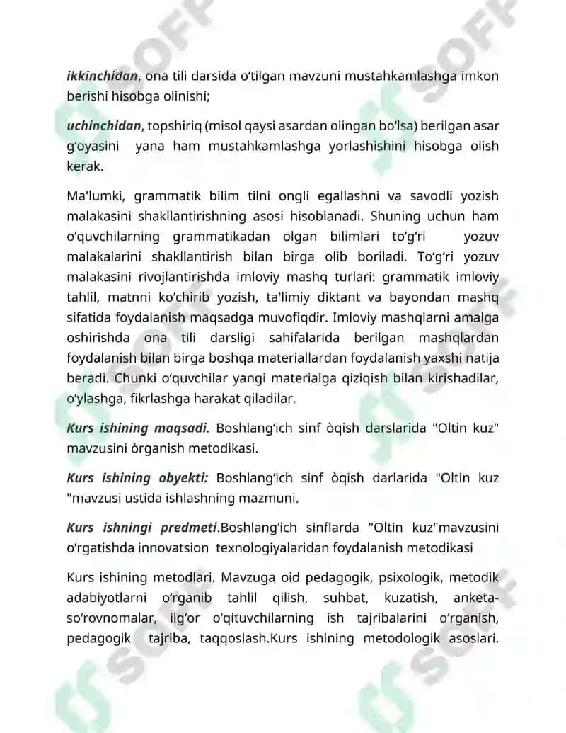 ÒQISH DARSLARIDA "OLTIN KUZ" MAVZUSINI ÒRGANISH. 6