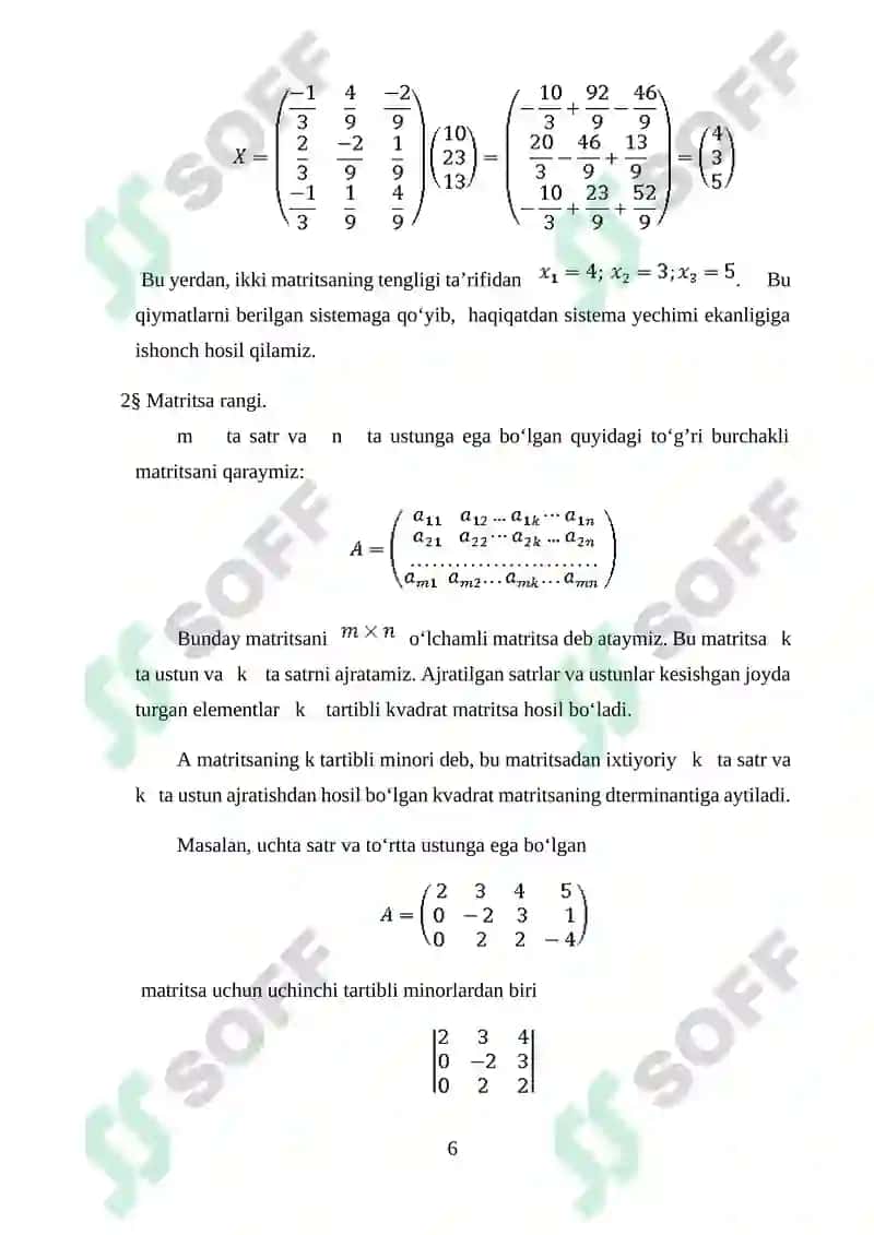 Chiziqli Tenglamalar Sestimasini Yechishning Matritsa Usuli 6