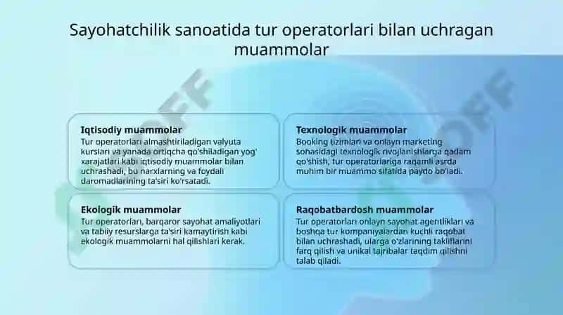 Turizmning iqtisodiy ahamiyatini oshirishda turoperatorlarning o'rni 6