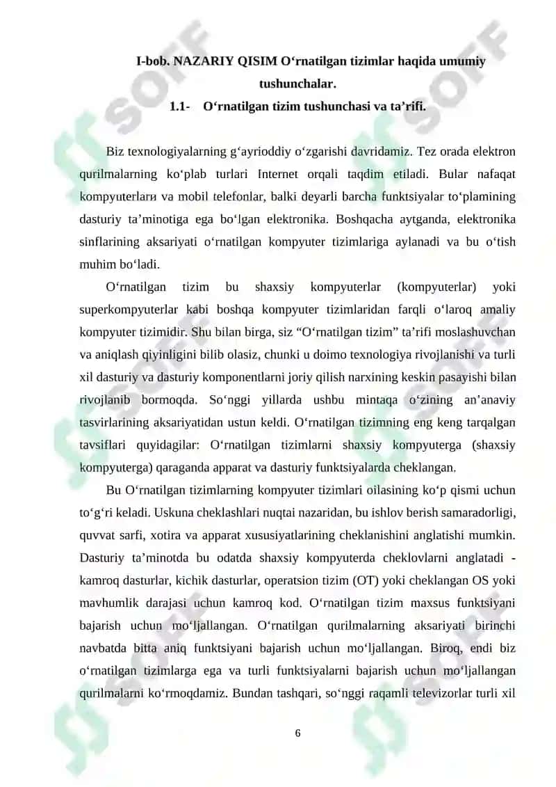 O‘RNATILGAN TIZIMLARNING UMUMIY ASOSLAR 6