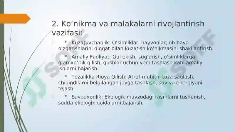 Ekologik ta'lim berish davlat standartlari. 6