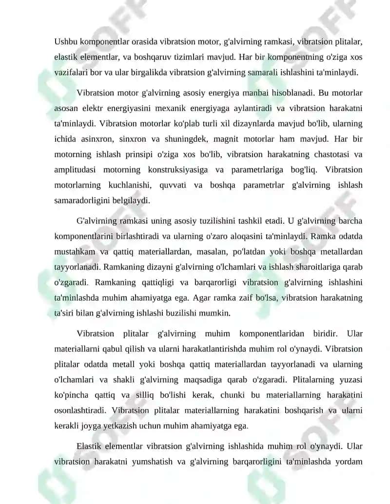 Vibratsion g'alvirni hisoblash va loyialash 6