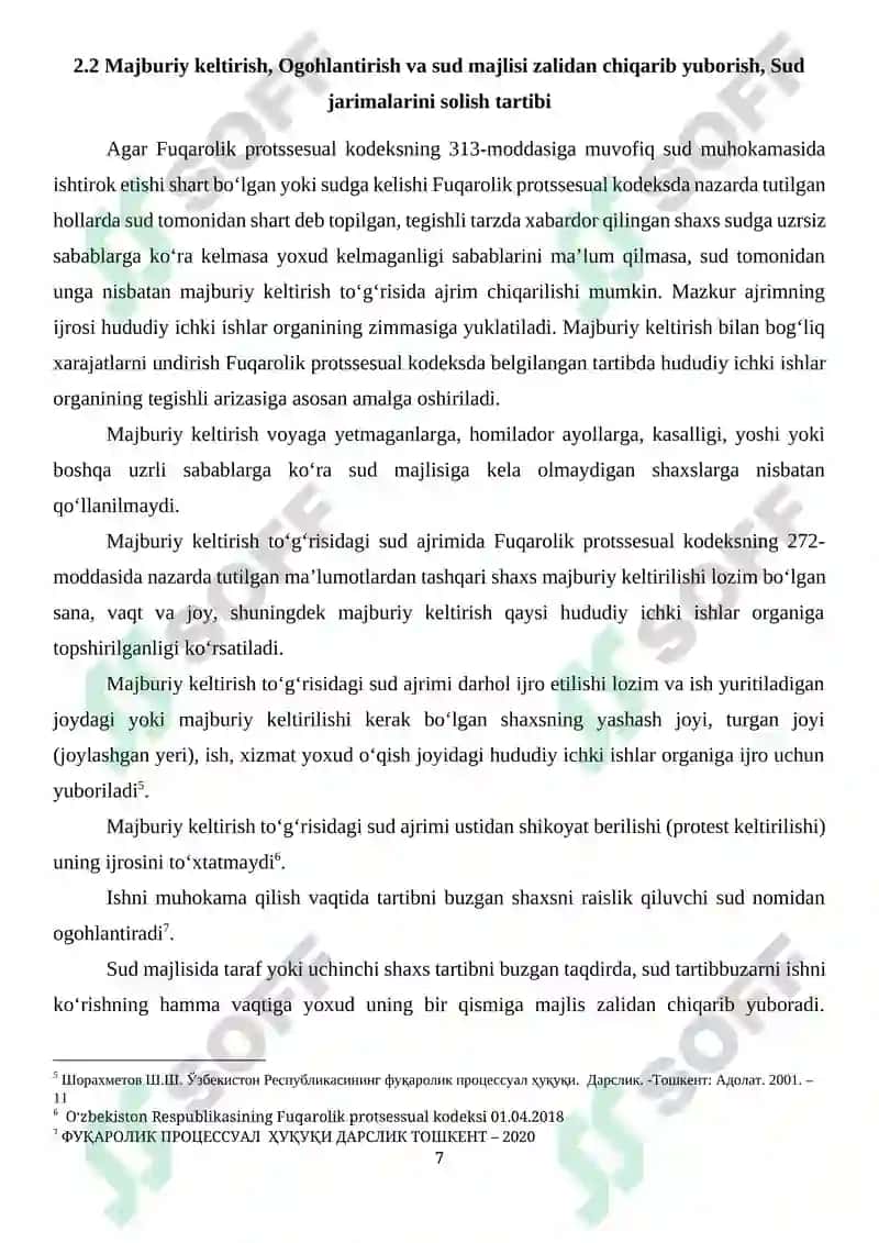 Protsessual majburlov choralari 6
