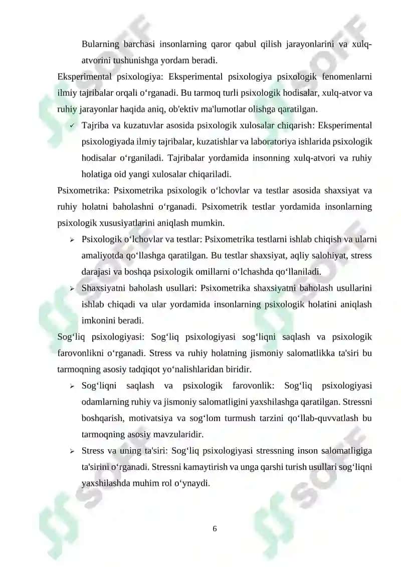 Psixologiya tarmoqlari 6