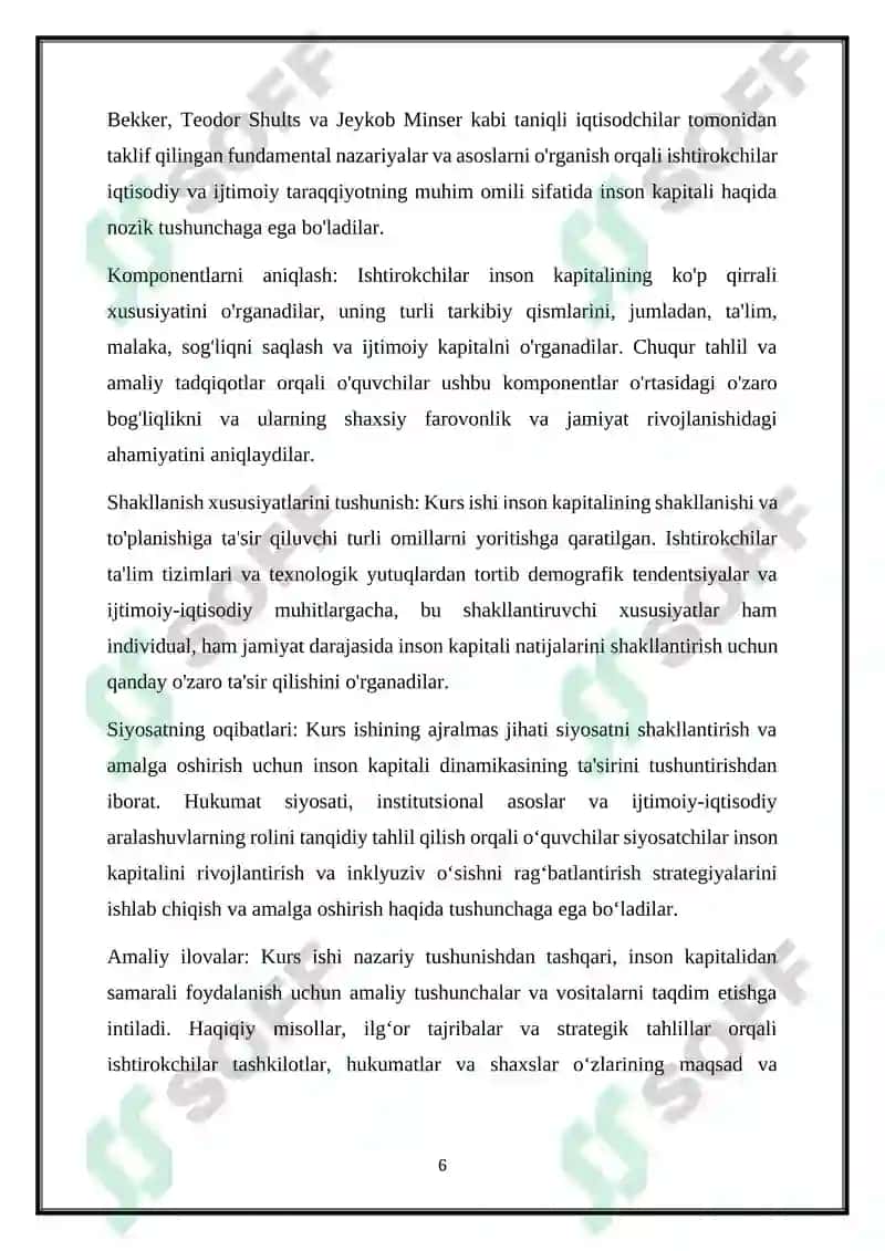 Inson Kapitali va Uni Shakillantirish Xususiyatlar 6