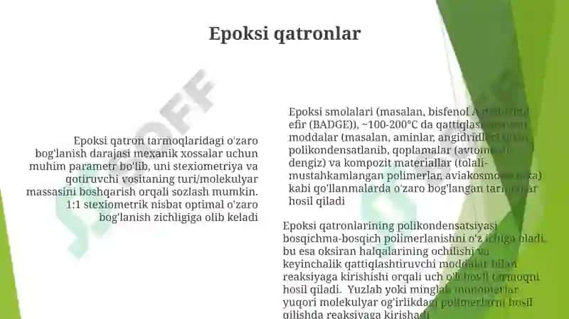 Polikondensatlanish reaktsiyalari 6