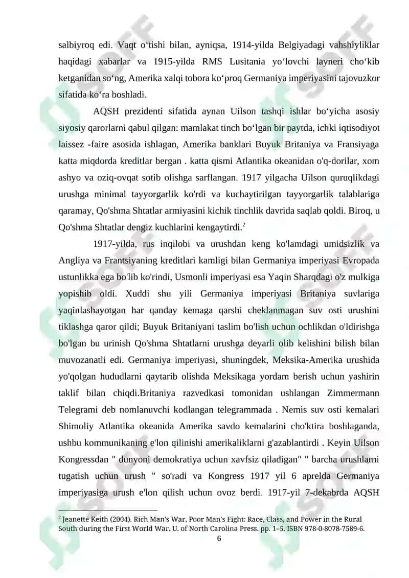 Birinchi Jahon Urushi va AQSHning Aralashuvi 6