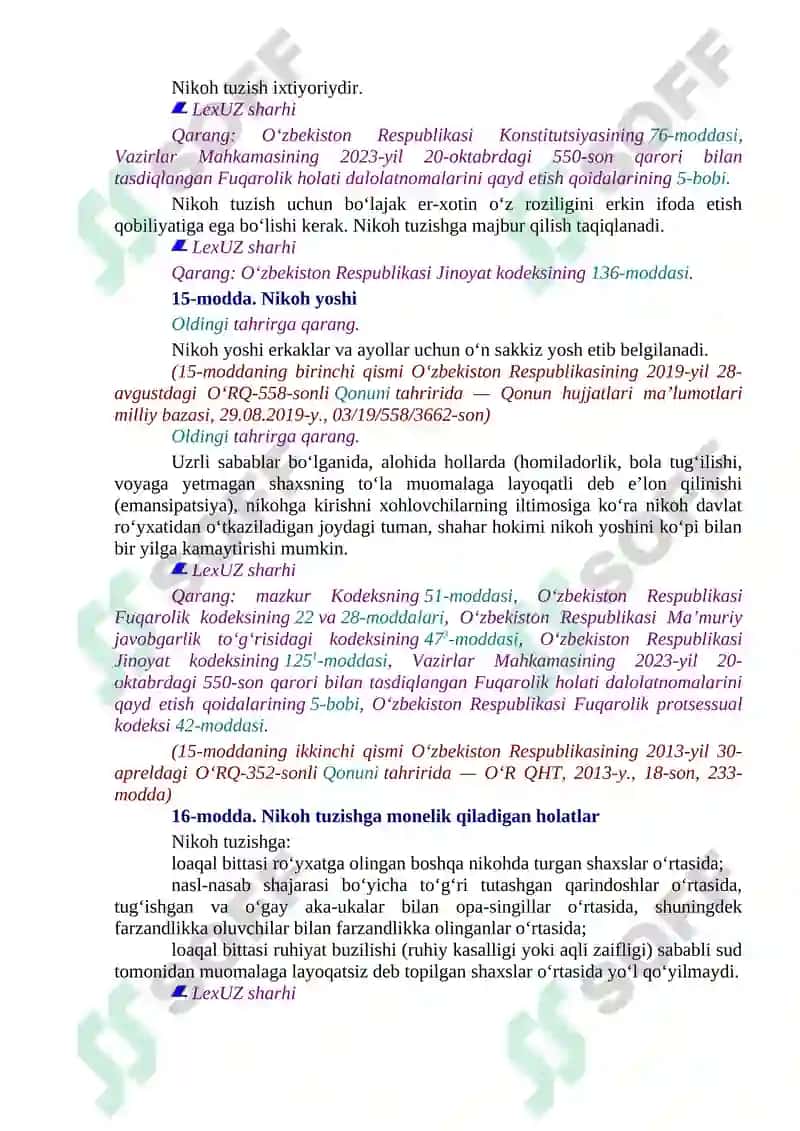 O‘zbekiston Respublikasining Oila Kodeksi 6