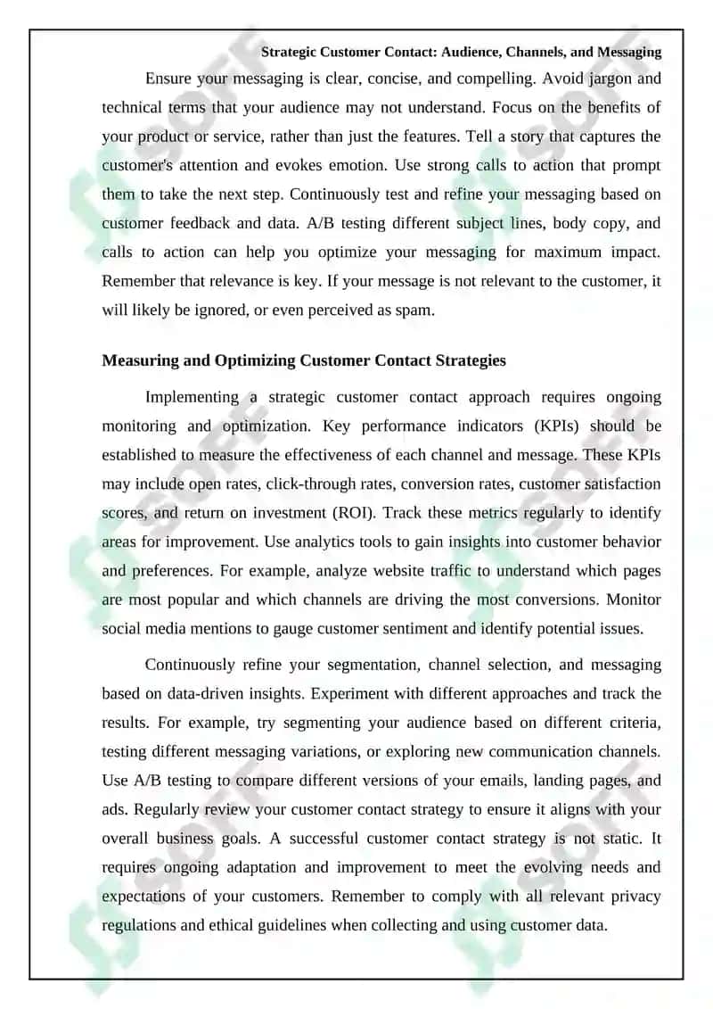 Independent Work on Contacting Customers 6