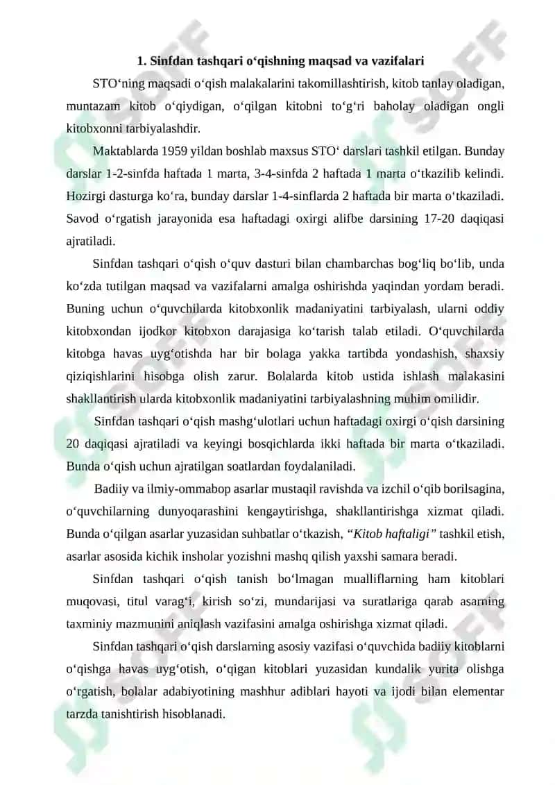 Sinfdan tashqari o‘qishni tashkil etish 6
