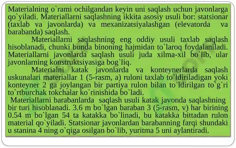 Tаyyorlоv sexining mаshinа-uskunаlаri 6